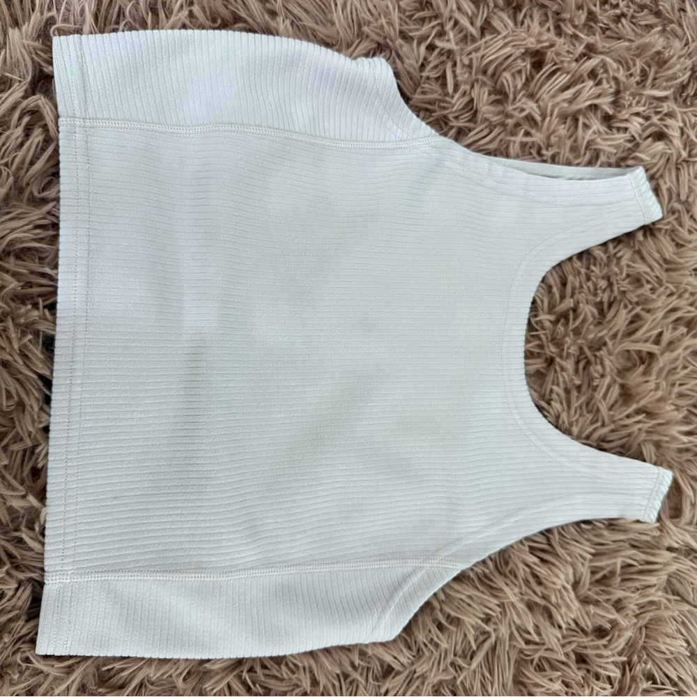 Lululemon Athletica White Ribbed Crop Tank Top